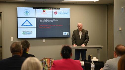 Jeff Chambers speaking at a Nebraska Balance of State CoC event